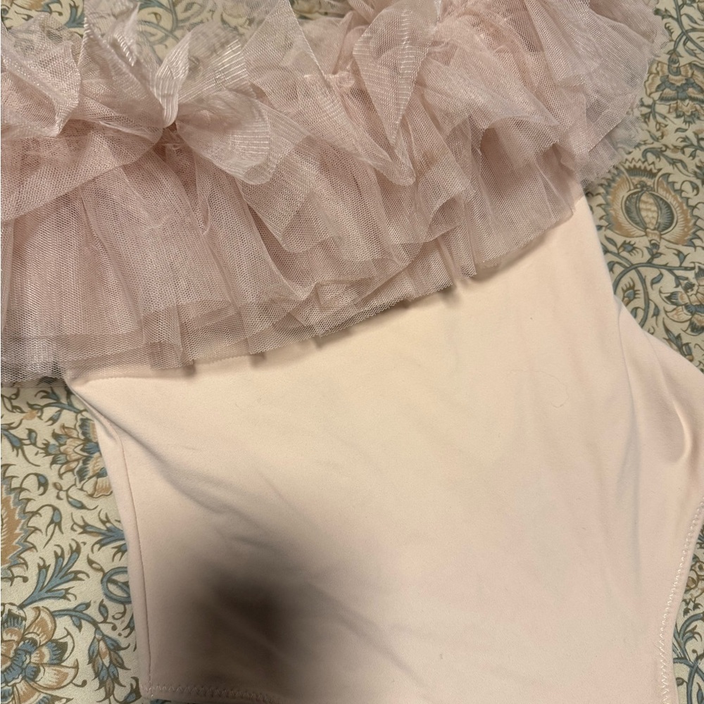 Free People Ruffled Off-Shoulder Bodysuit in Blush - Picture 4 of 6